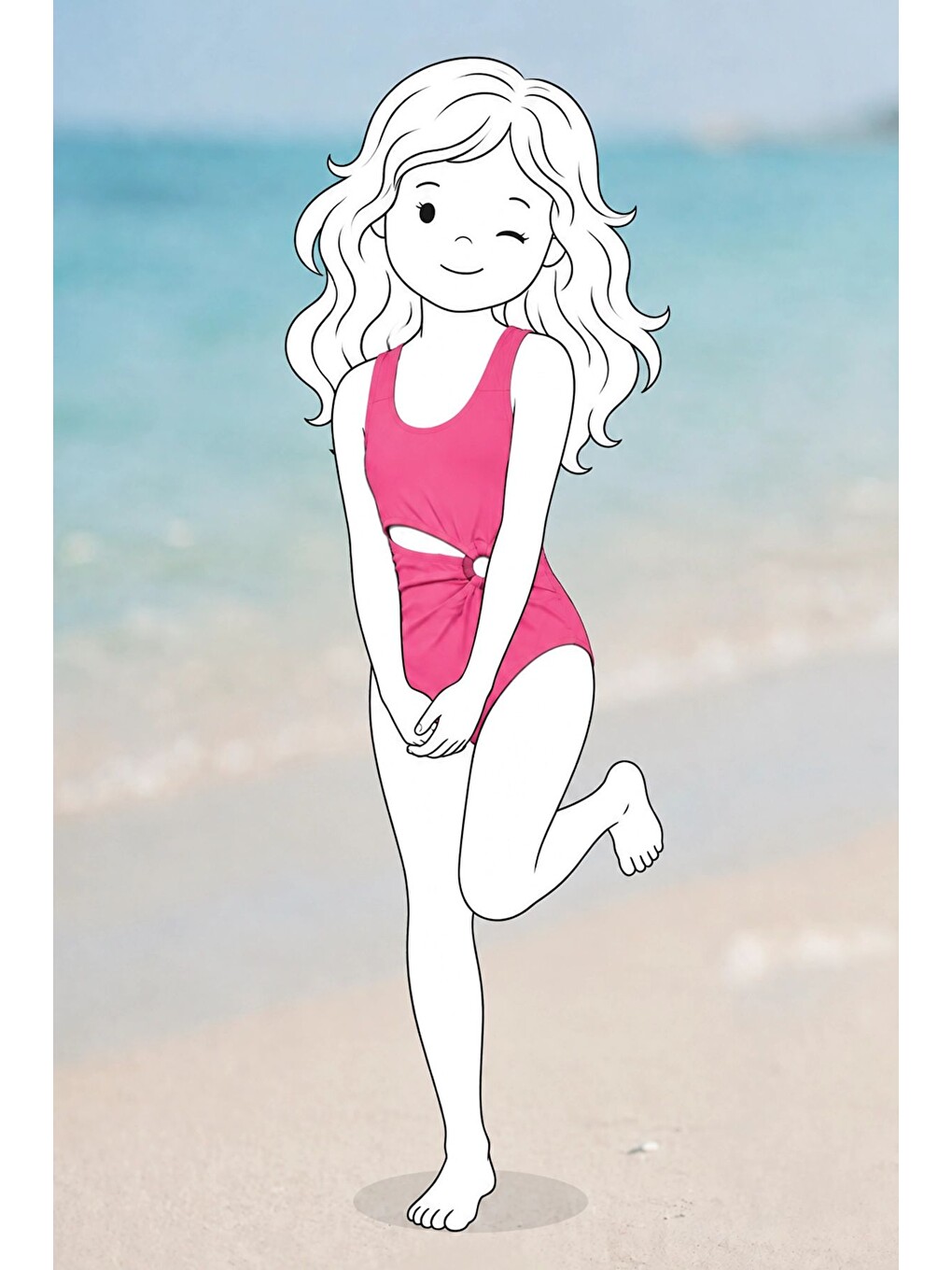 Lila Halka Detaylı Cut-Out Kız Çocuk Mayokini-3