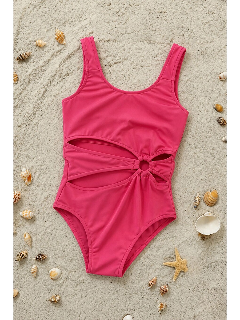Lila Halka Detaylı Cut-Out Kız Çocuk Mayokini-5