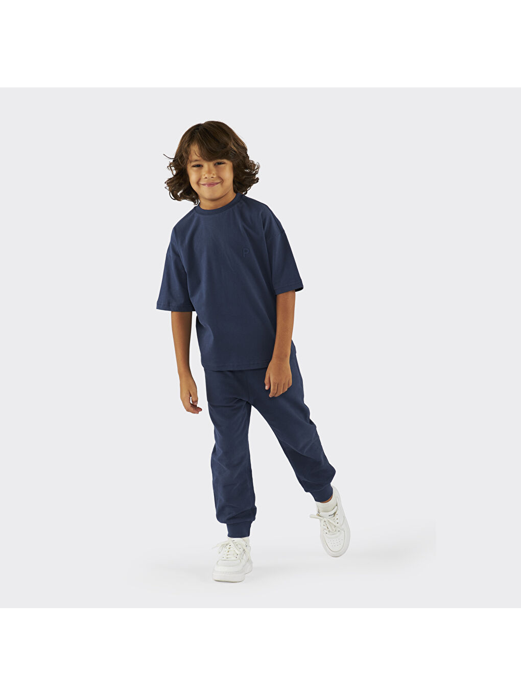 Unisex Çocuk Kısa Kollu Lacivert Tişört-4