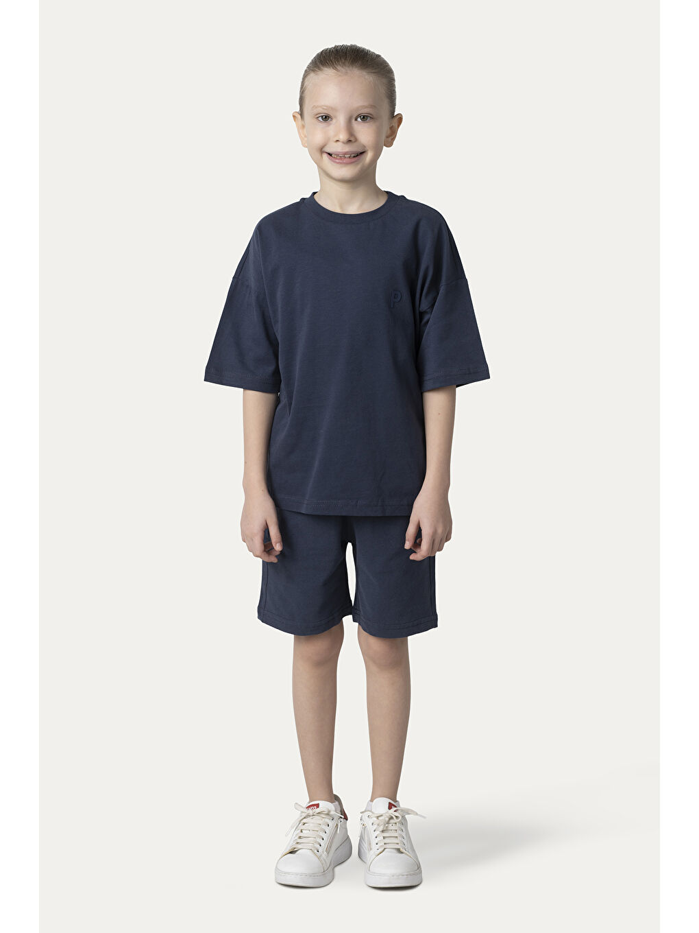 Unisex Çocuk Kısa Kollu Lacivert Tişört-8