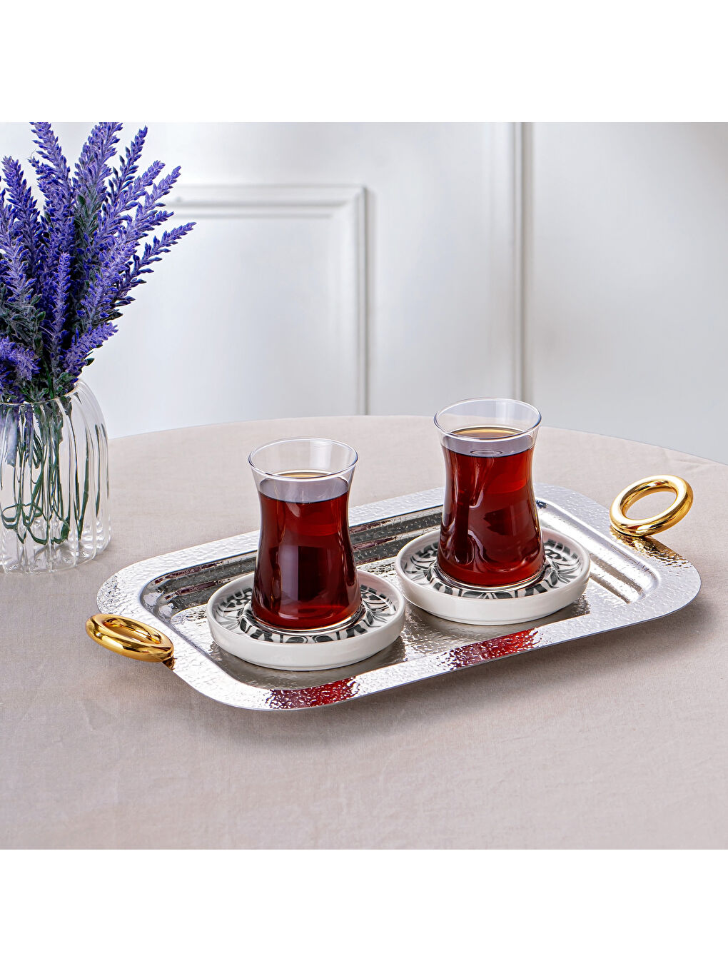 Gri Akasya Çay Tepsisi Gold-6