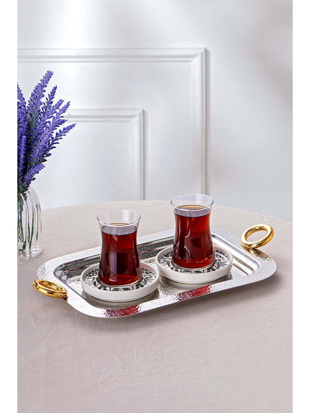 Gri Akasya Çay Tepsisi Gold-7