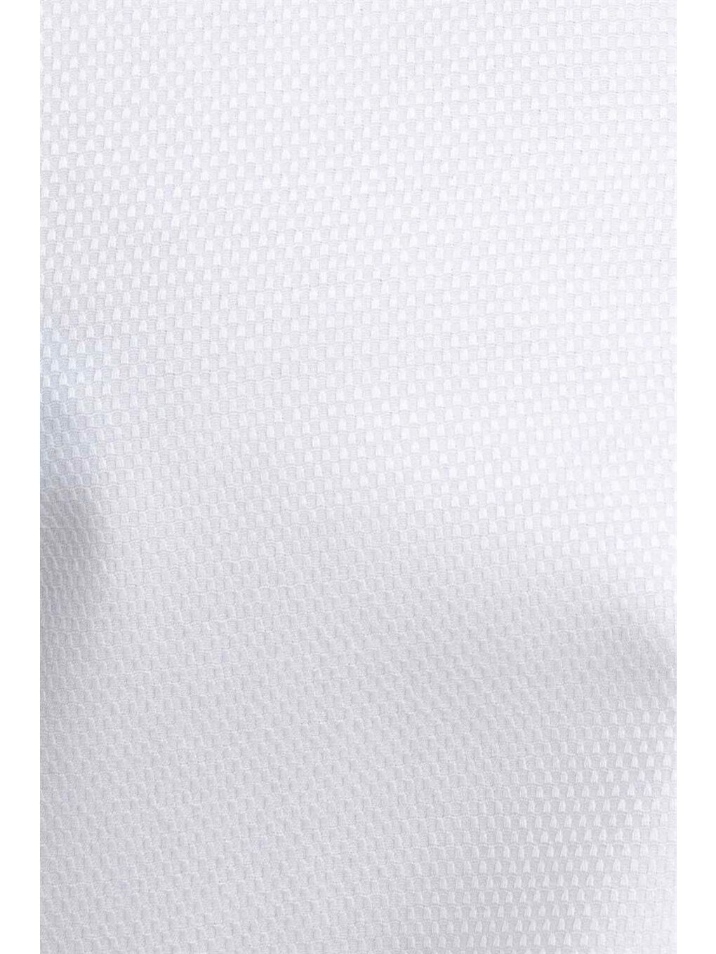 Erkek Regular Fit Klasik Kesim Kravatlık Armürlü Beyaz Gömlek-4