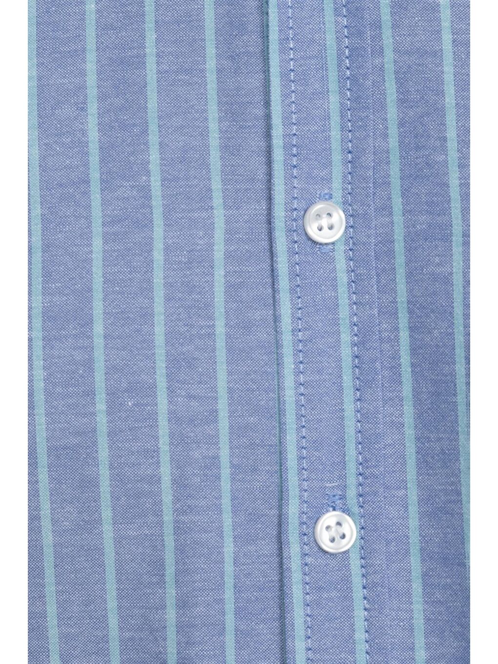 Mavi Erkek Regular Fit Klasik Kesim Düğmeli Yaka Çizgili Pamuklu Gömlek-4