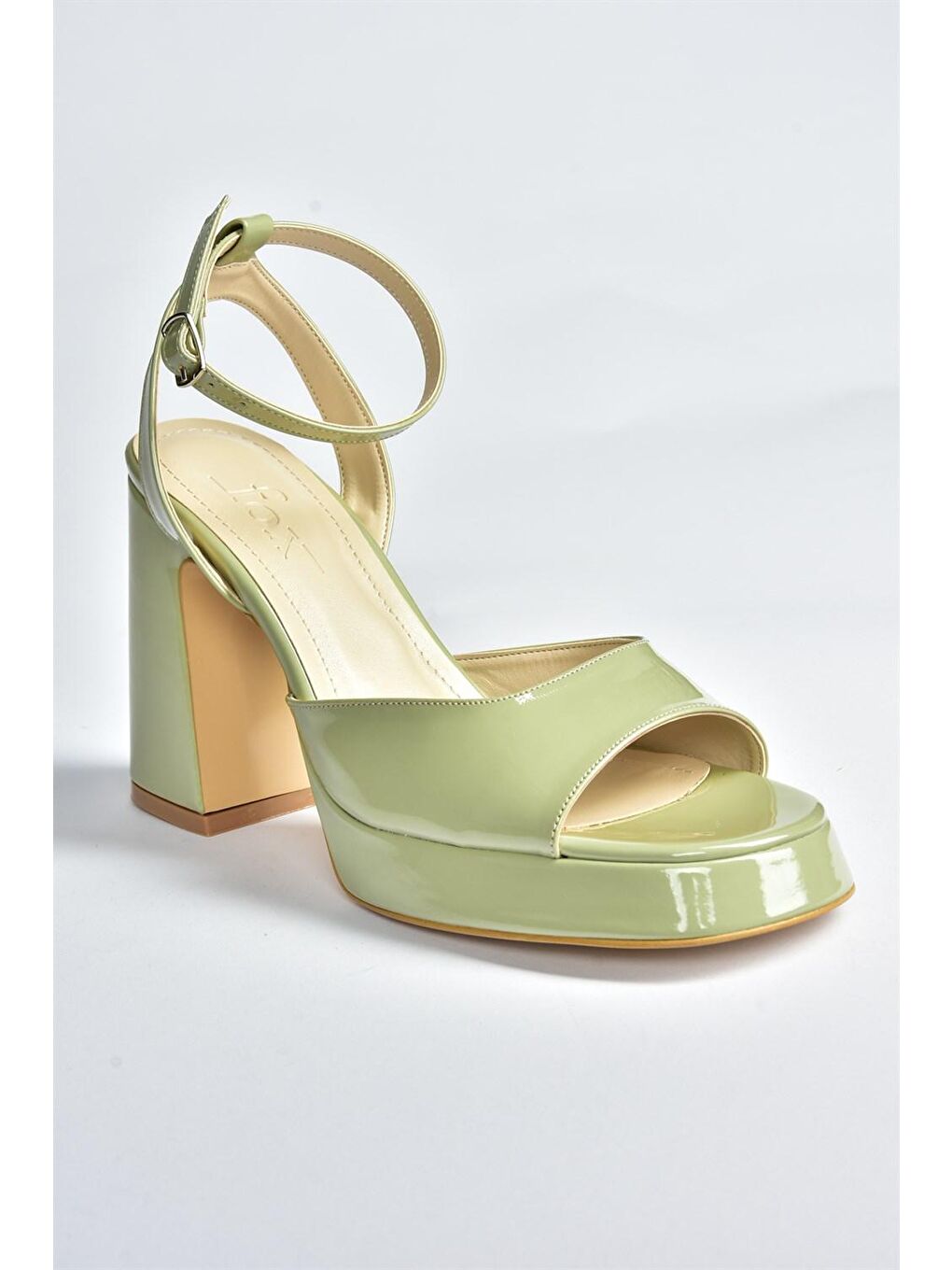 Yeşil Rugan Kalın Platform Topuklu Kadın Ayakkabı M570345608-4