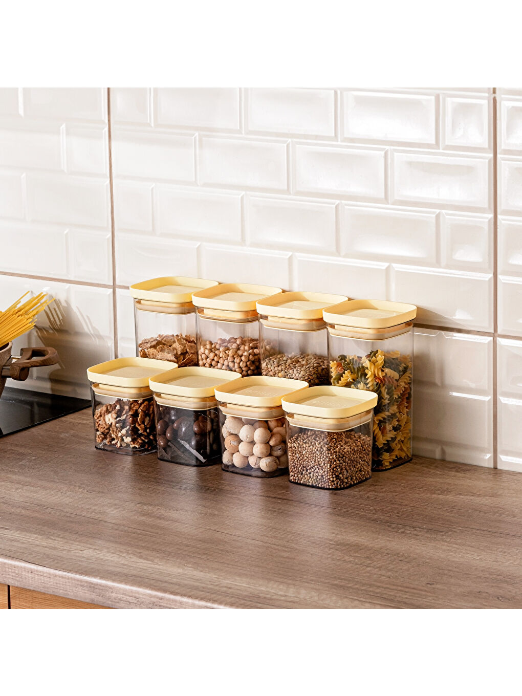 Arya 8'li Saklama Kabı Kare Sarı-7