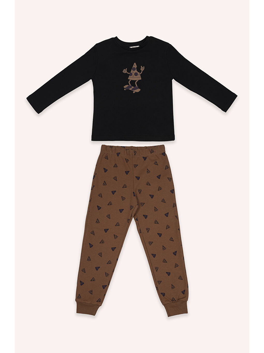Erkek Çocuk Pizza Baskılı Siyah Pijama Takımı