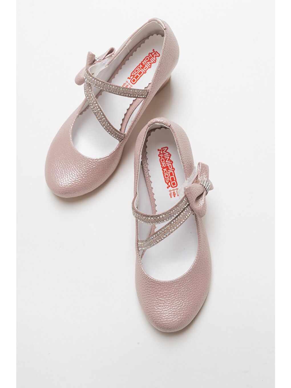 Pembe Kız Çocuk Pudra Topuklu Abiye Ayakkabı-2