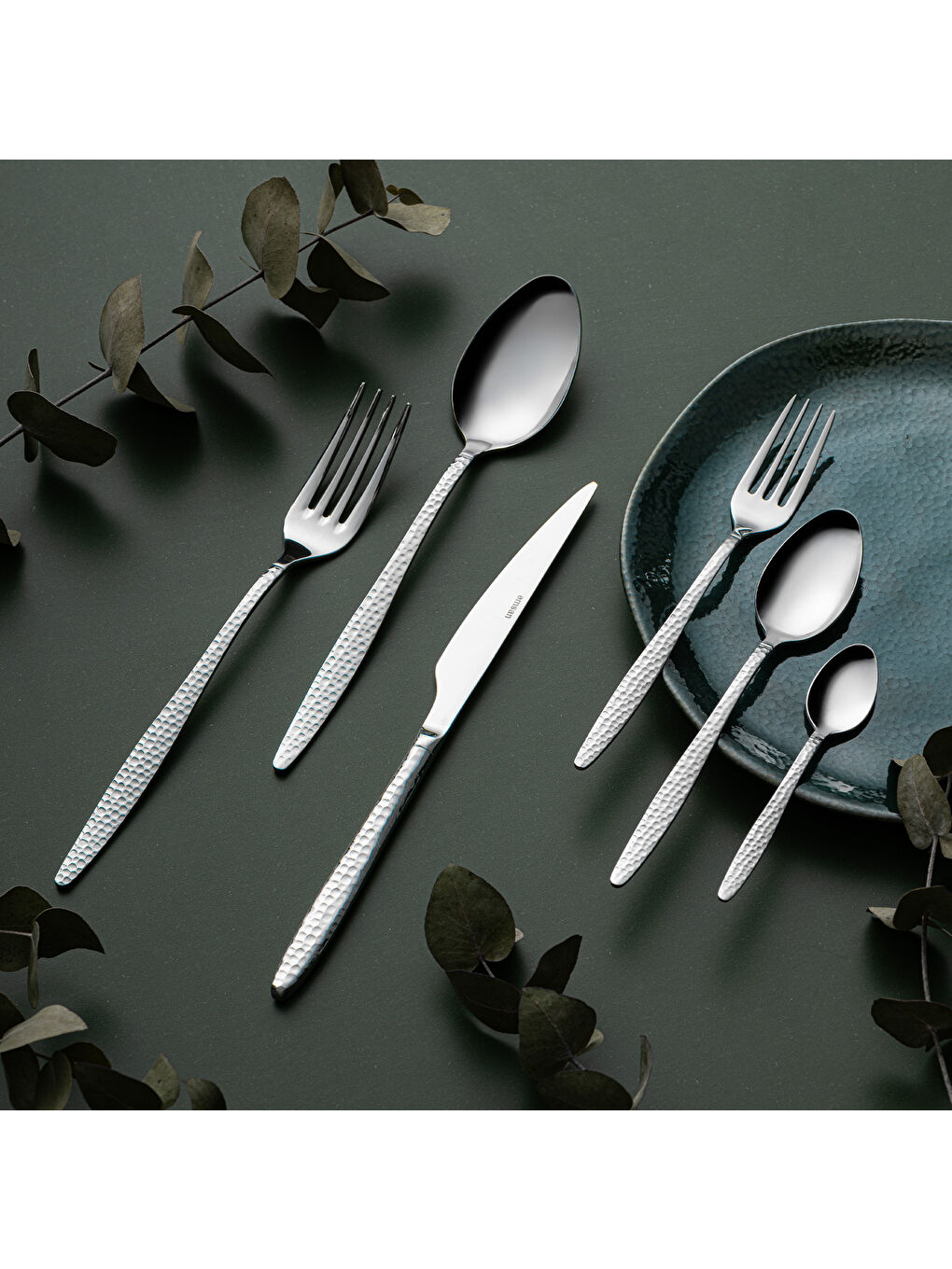 Gri Okaliptus 36 Parça 6 Kişilik Çatal Kaşık Bıçak Takımı Kutulu-6