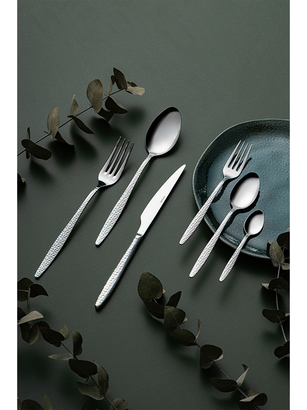 Gri Okaliptus 36 Parça 6 Kişilik Çatal Kaşık Bıçak Takımı Kutulu-1
