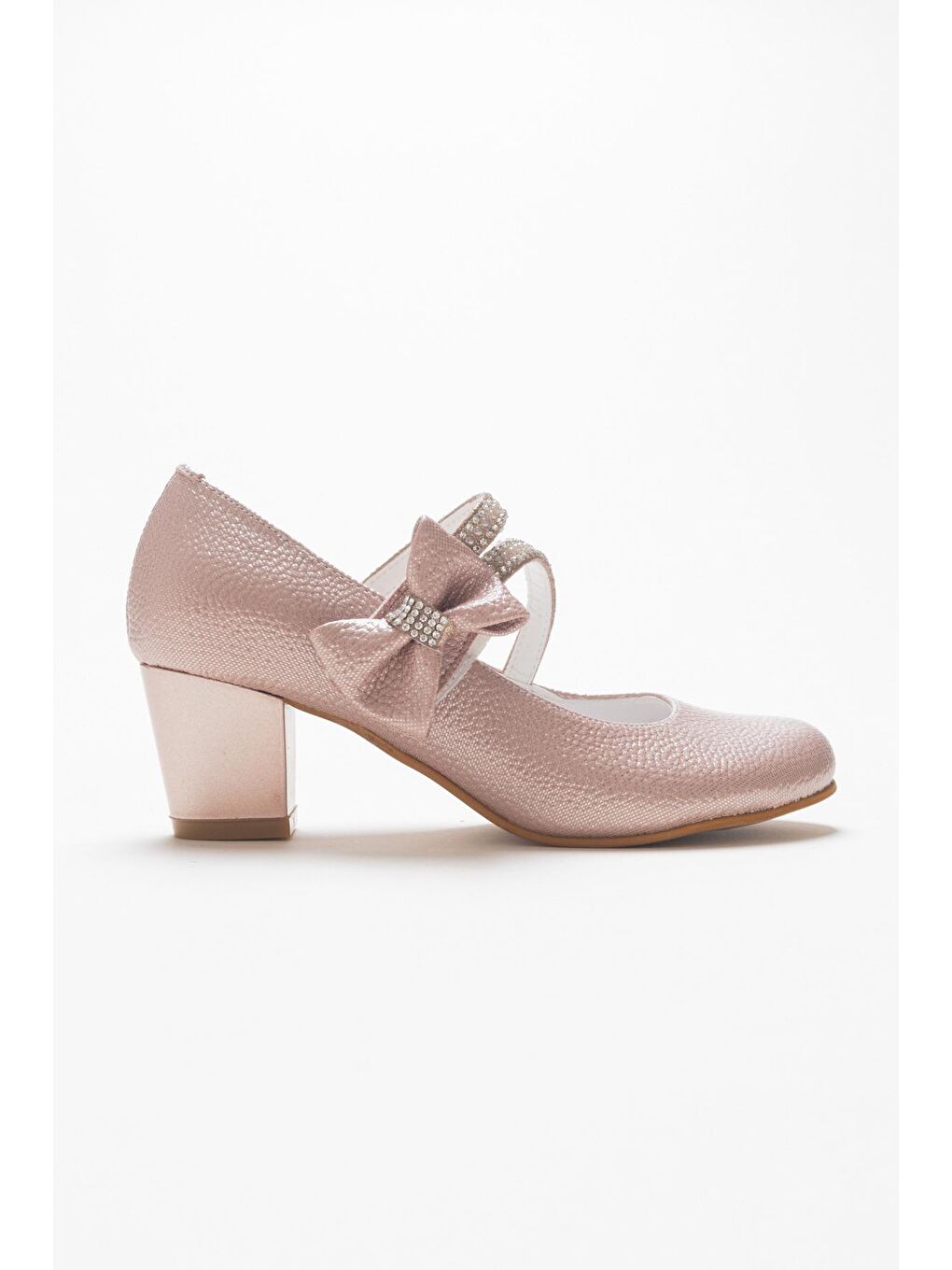 Pembe Kız Çocuk Pudra Topuklu Abiye Ayakkabı-4