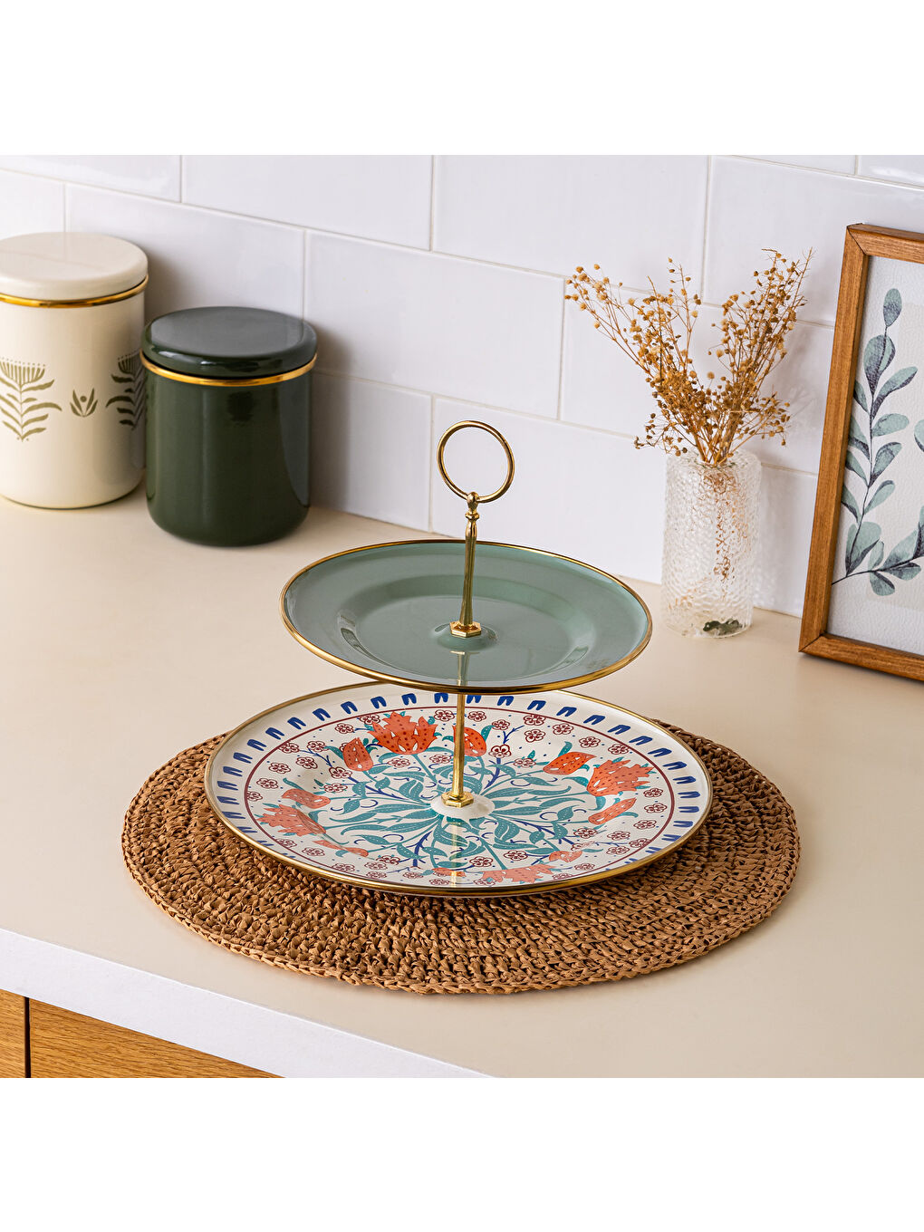 Beyaz Hasbahçe Emaye Katlı Kurabiyelik 21 x 29 Cm-6