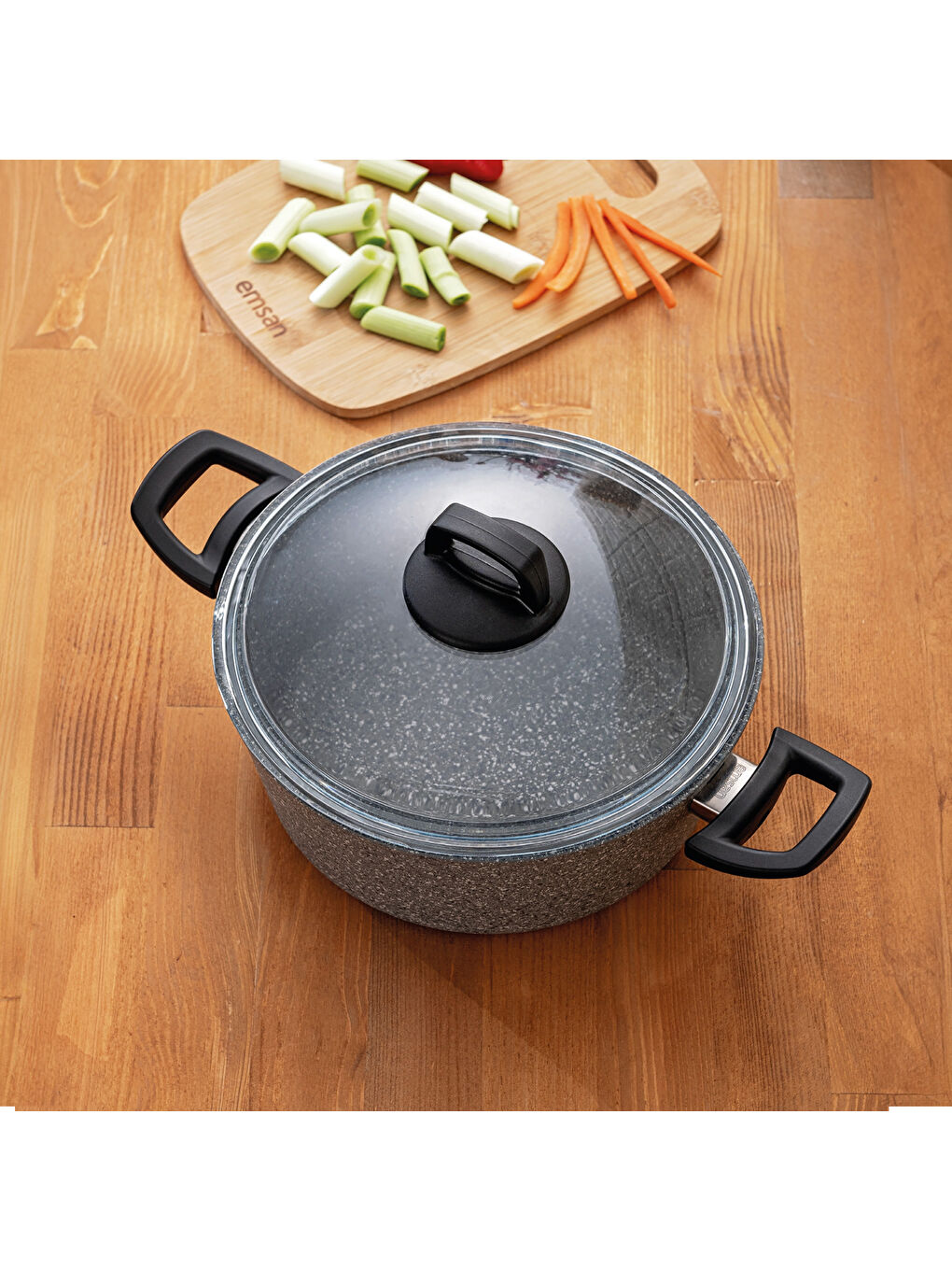 Gri Titanium Granit Derin Tencere 16 cm-2