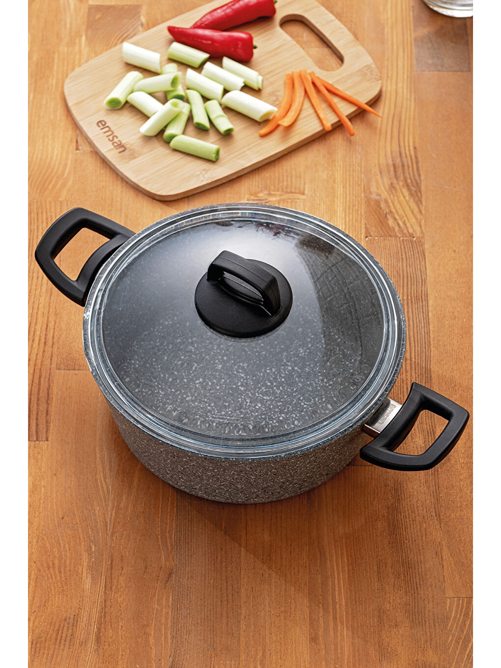 Gri Titanium Granit Derin Tencere 16 cm-3