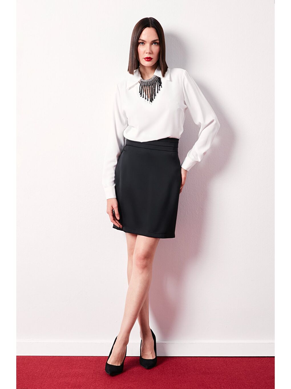 Kolyeli Salaş Bluz - Ekru-2