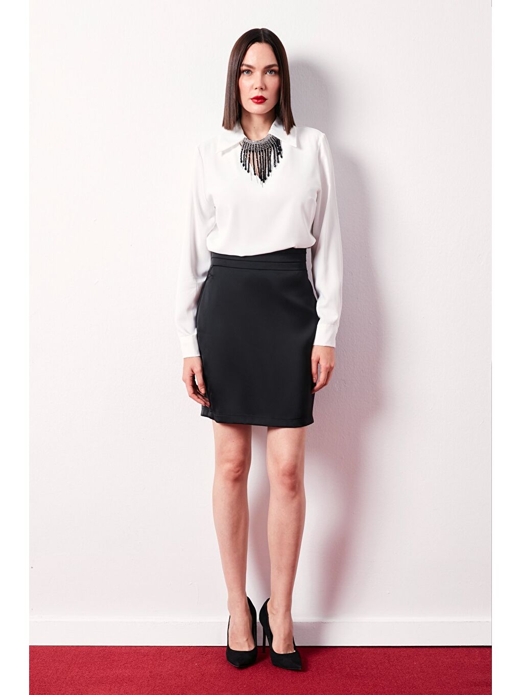 Kolyeli Salaş Bluz - Ekru-3