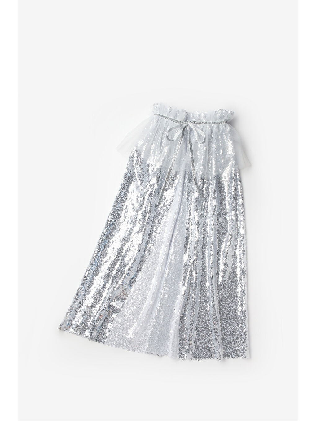 Gri Gümüş Payetli Kız Çocuk Parti Pelerini-2