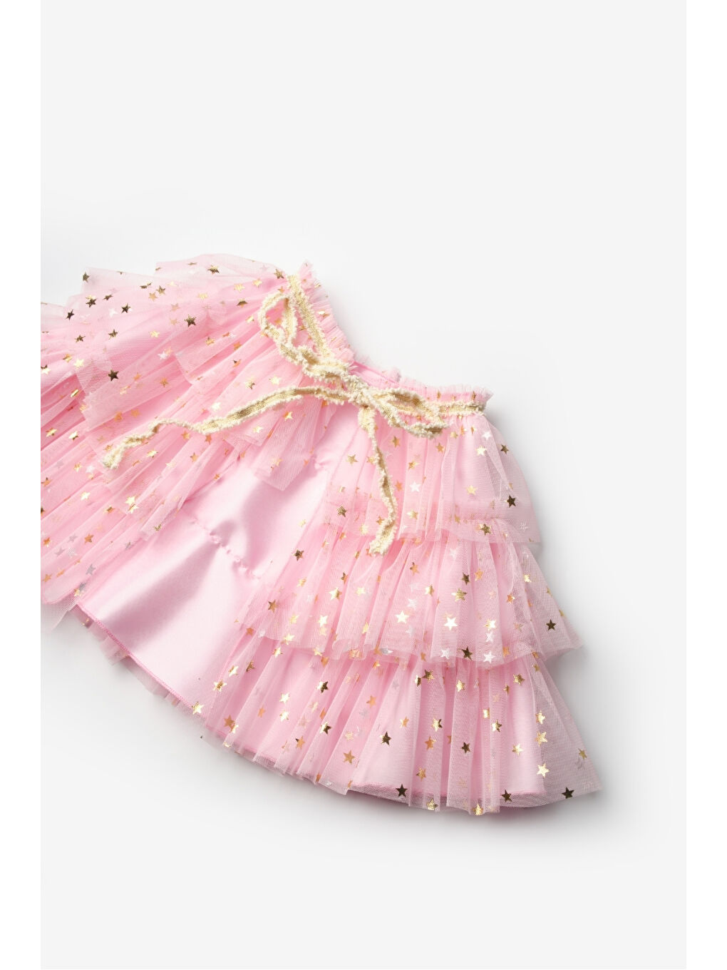 Pembe Yıldızlı Kız Çocuk Kısa Pelerin-5