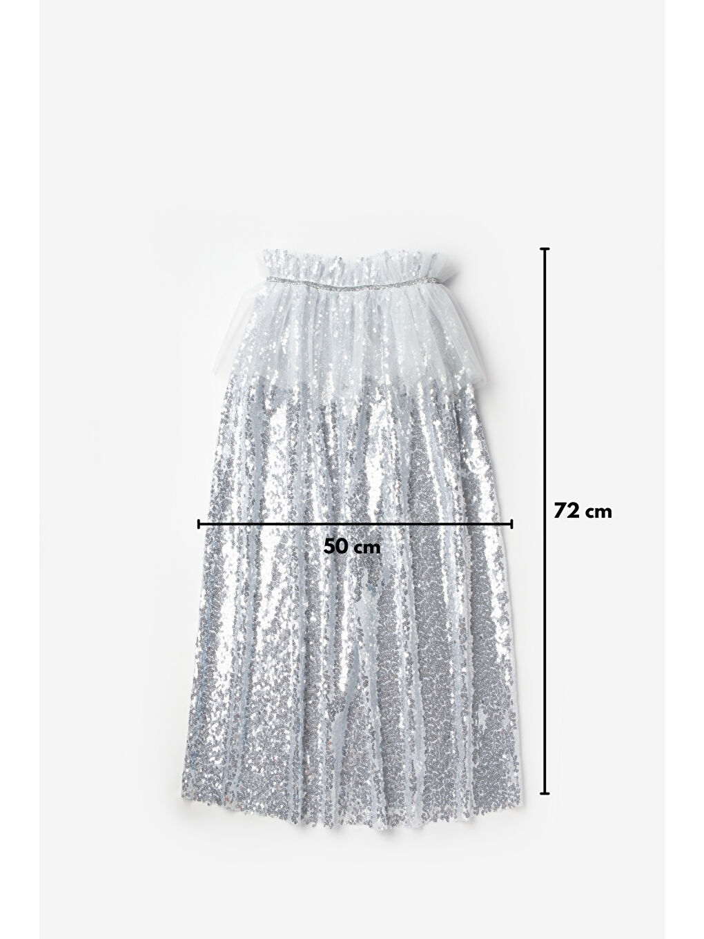 Gri Gümüş Payetli Kız Çocuk Parti Pelerini-5