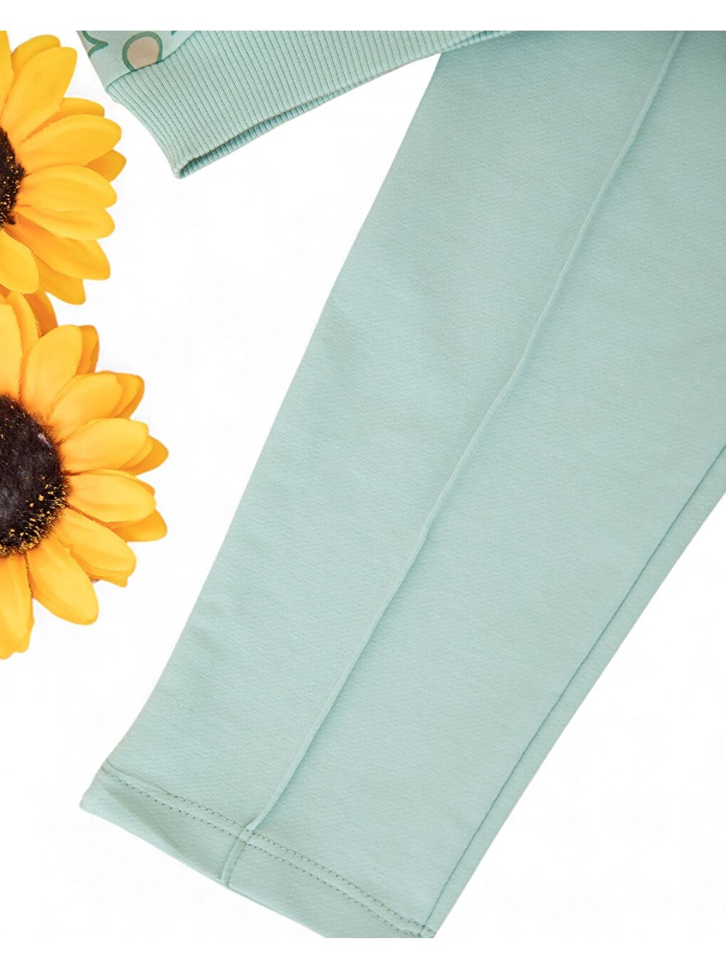Yeşil Kız Çocuk Mevsimlik Çiçek Baskılı, Çimalı Pantalonlu Takım-6