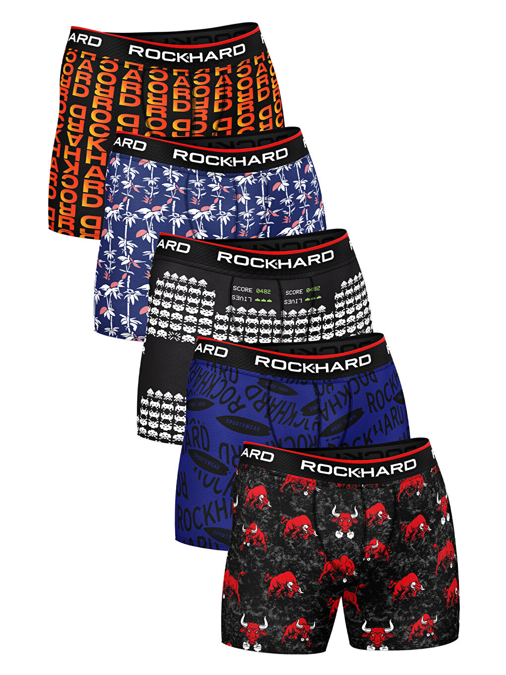 ROCKHARD Karışık Asorti Erkek Desenli Boxer 5'li Paket