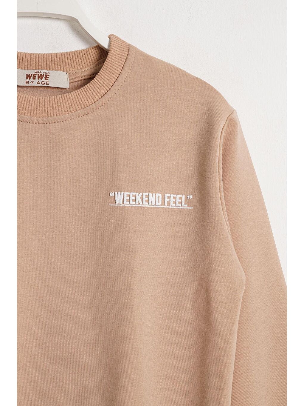 Zepkids Vizon Bisiklet Yaka Uzun Kol Weekend Feel Baskılı Vizon Renk Erkek Çocuk Sweatshirt - 1