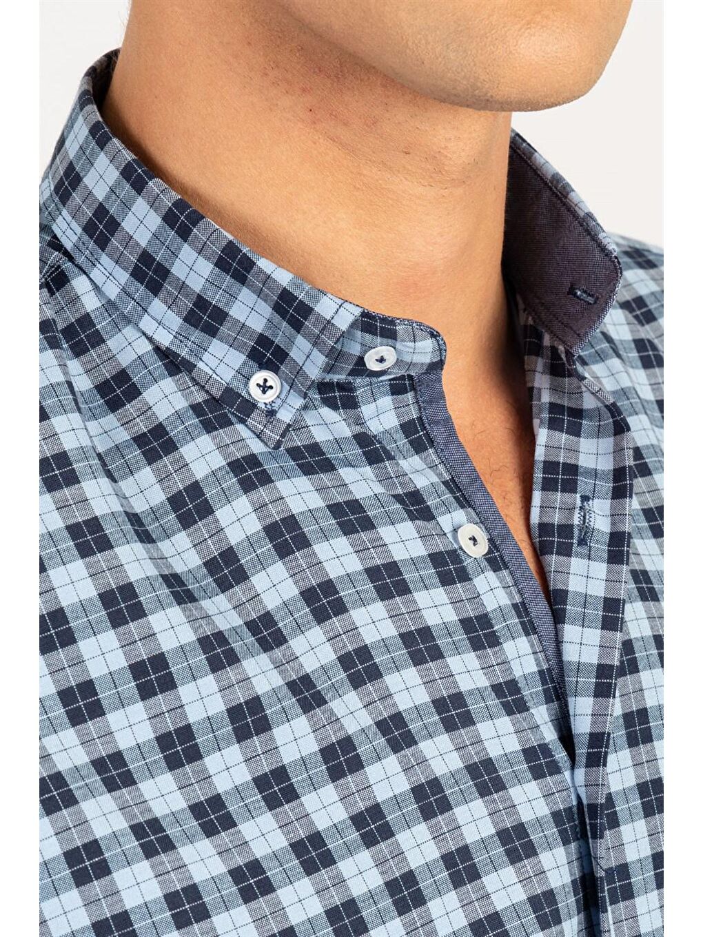 Siyah Klasik Fit Rahat Kesim Kareli Erkek Gömlek-3