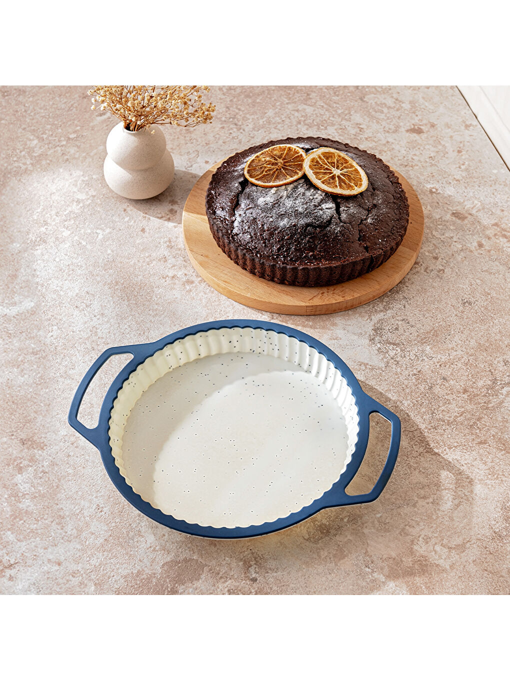 Beyaz Blue Dot Silikon Tart Kalıbı-2