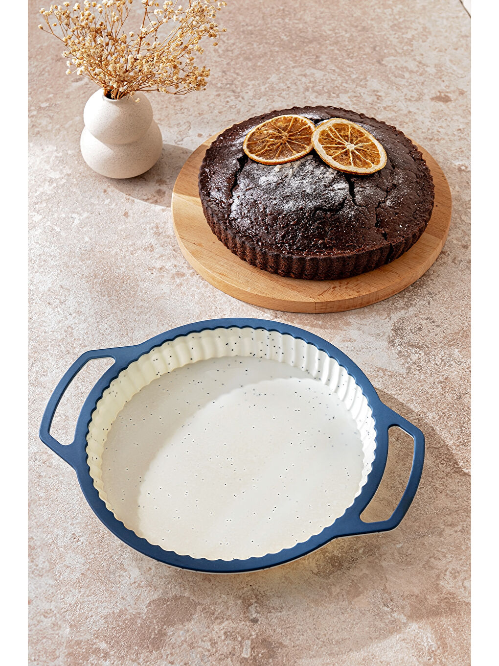 Beyaz Blue Dot Silikon Tart Kalıbı-3