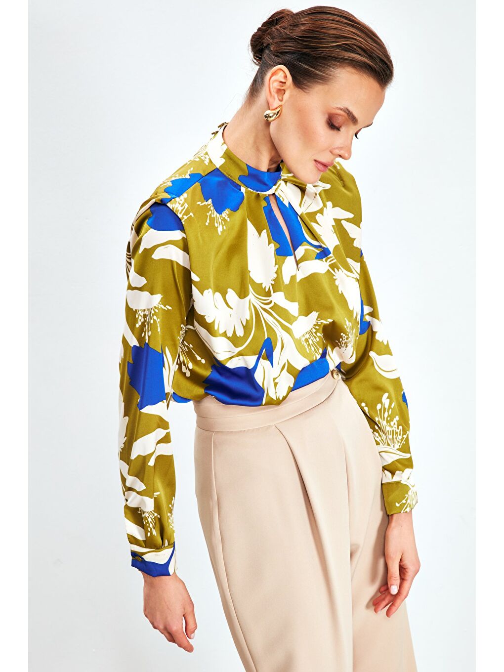 Vatkalı Salaş Bluz - Haki