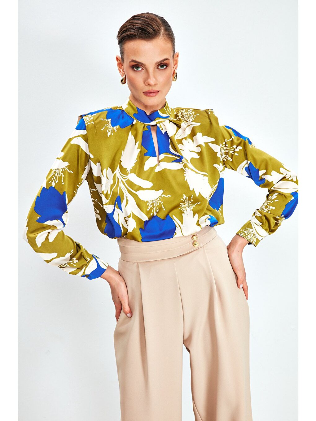 Vatkalı Salaş Bluz - Haki-1