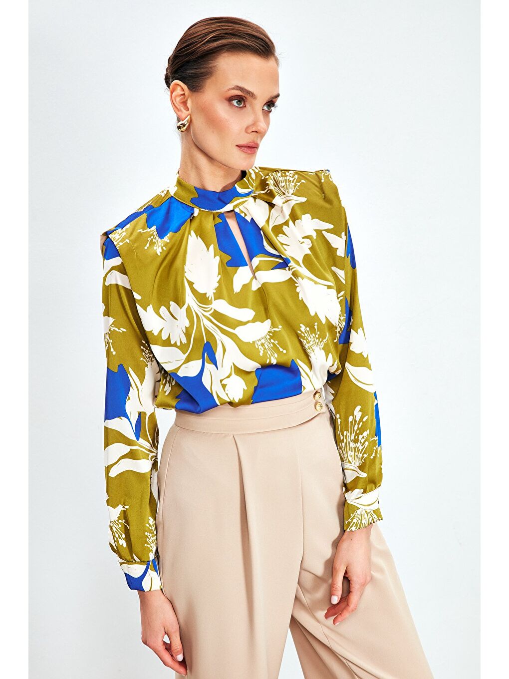 Vatkalı Salaş Bluz - Haki-2