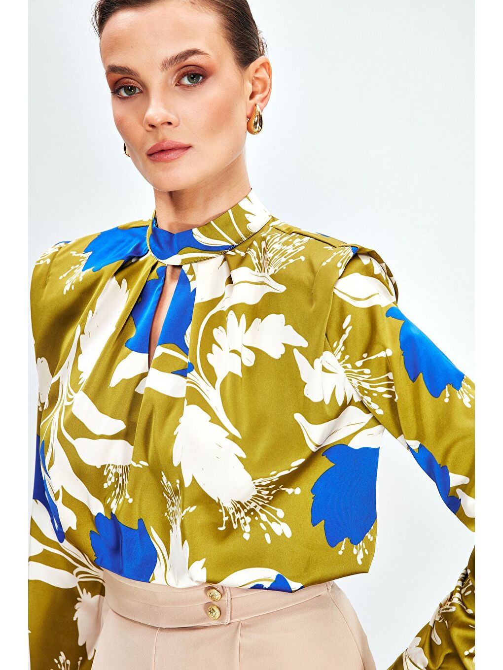 Vatkalı Salaş Bluz - Haki-3