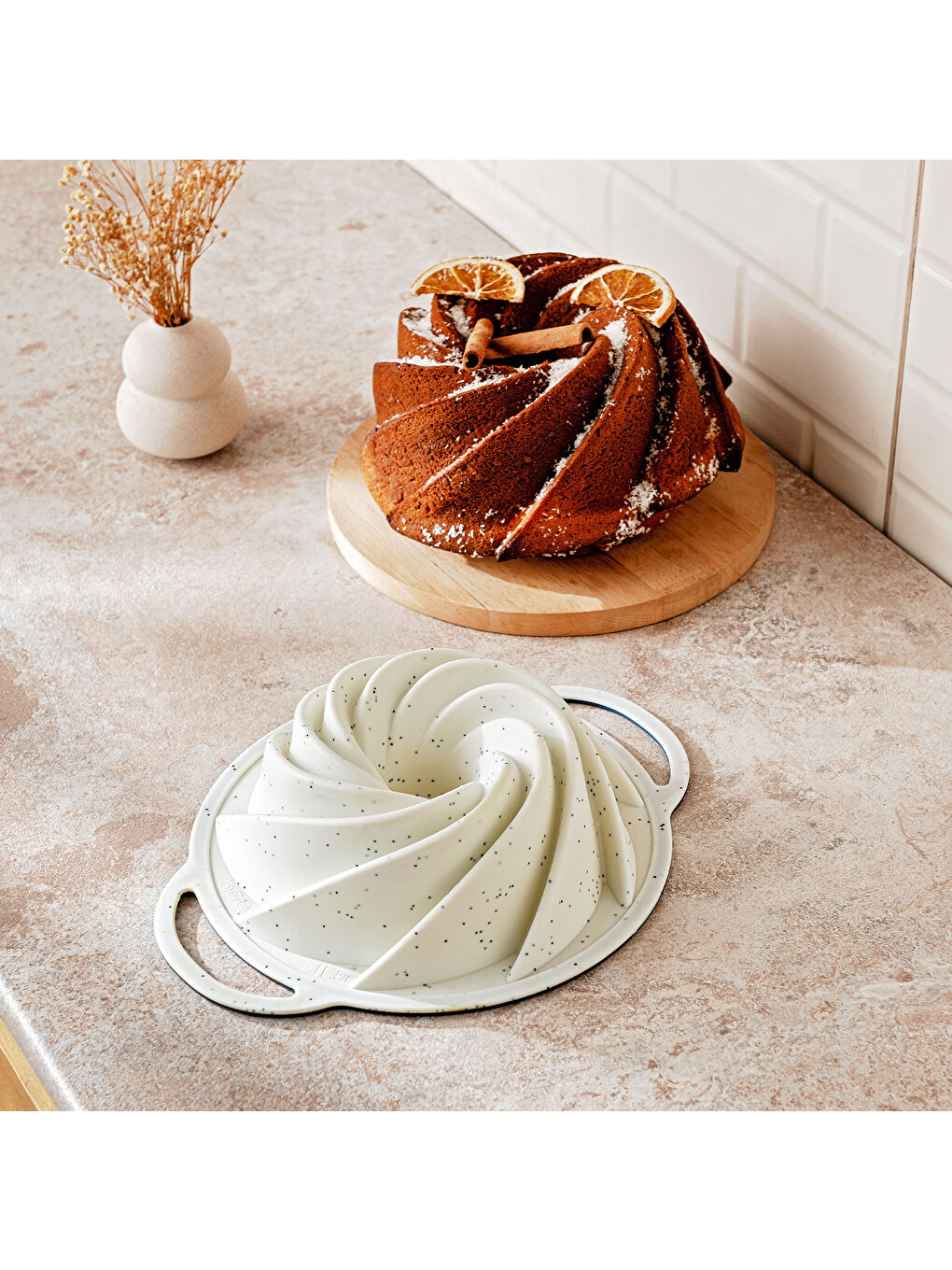 Beyaz Blue Dot Silikon Kek Kalıbı-2