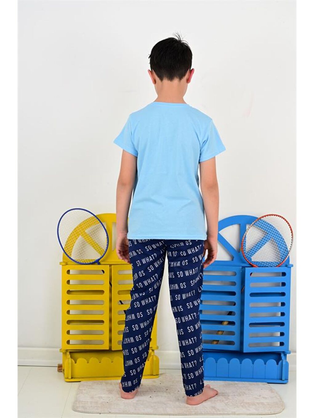 Erkek Çocuk Kısa Kollu Pijama Takımı So What Skate Model Mavi-1