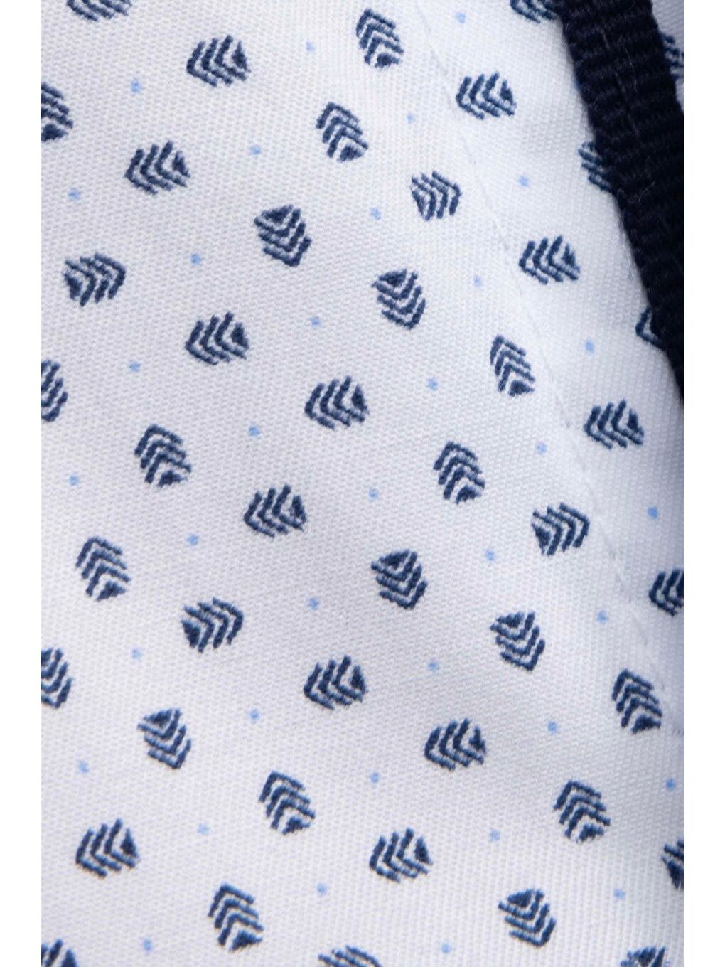 Erkek Regular Fit Klasik Kesim Baskılı Spor Yaka Biyeli Beyaz Gömlek-4