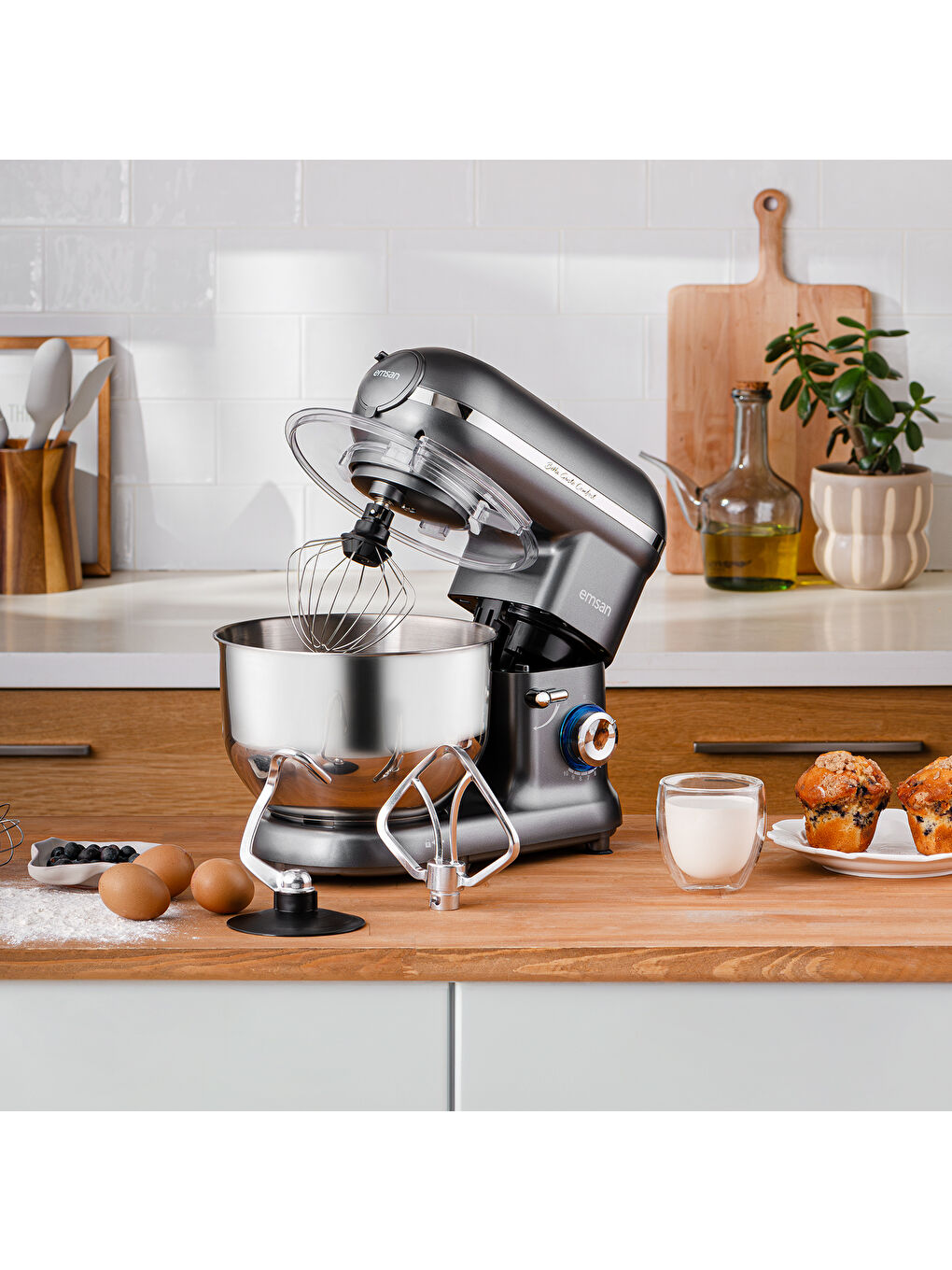 Bella Gusto Comfort Kıyma Çekme Aparatlı Hamur Yoğurma Makinesi Gri 1300W 5,5L-7