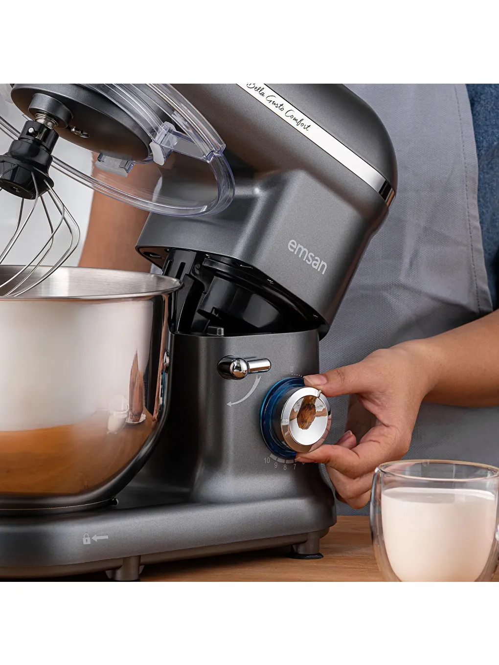 Bella Gusto Comfort Kıyma Çekme Aparatlı Hamur Yoğurma Makinesi Gri 1300W 5,5L-8