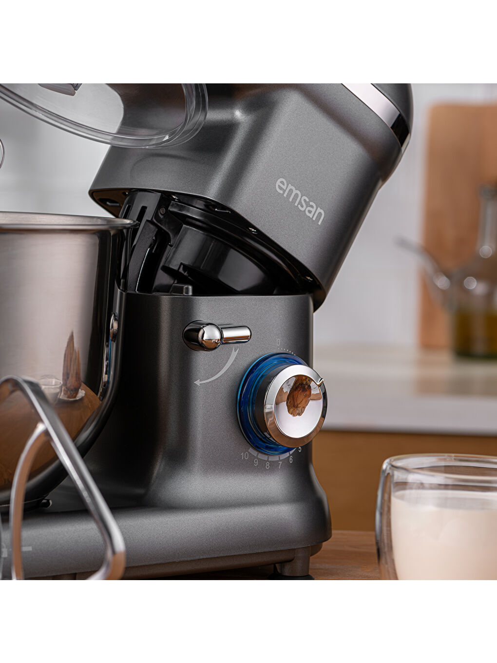 Bella Gusto Comfort Kıyma Çekme Aparatlı Hamur Yoğurma Makinesi Gri 1300W 5,5L-9