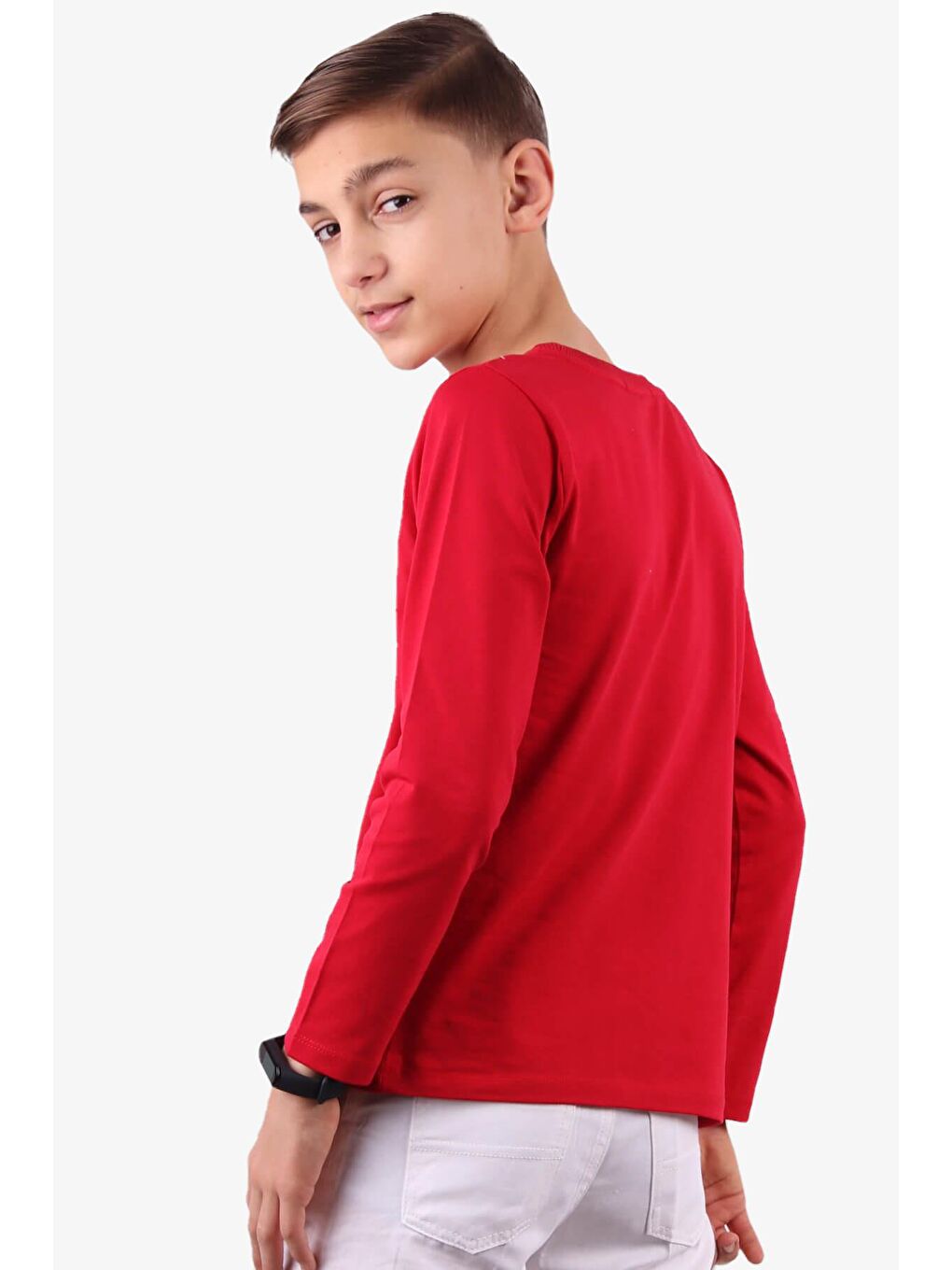 Türk Bayraklı Çocuk Uzun Kollu Tişört Beyaz-Kırmızı  (6-14 Yaş)-1