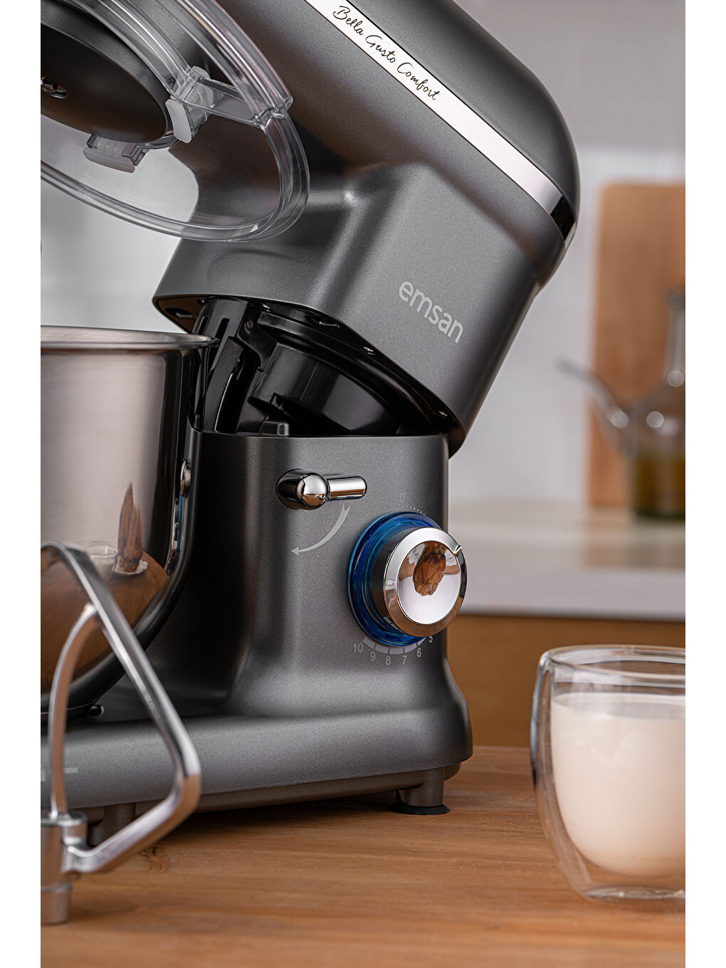 Bella Gusto Comfort Kıyma Çekme Aparatlı Hamur Yoğurma Makinesi Gri 1300W 5,5L-5