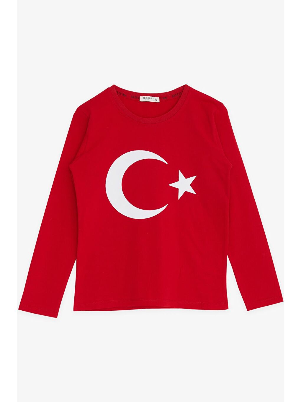 Türk Bayraklı Çocuk Uzun Kollu Tişört Beyaz-Kırmızı  (6-14 Yaş)-2