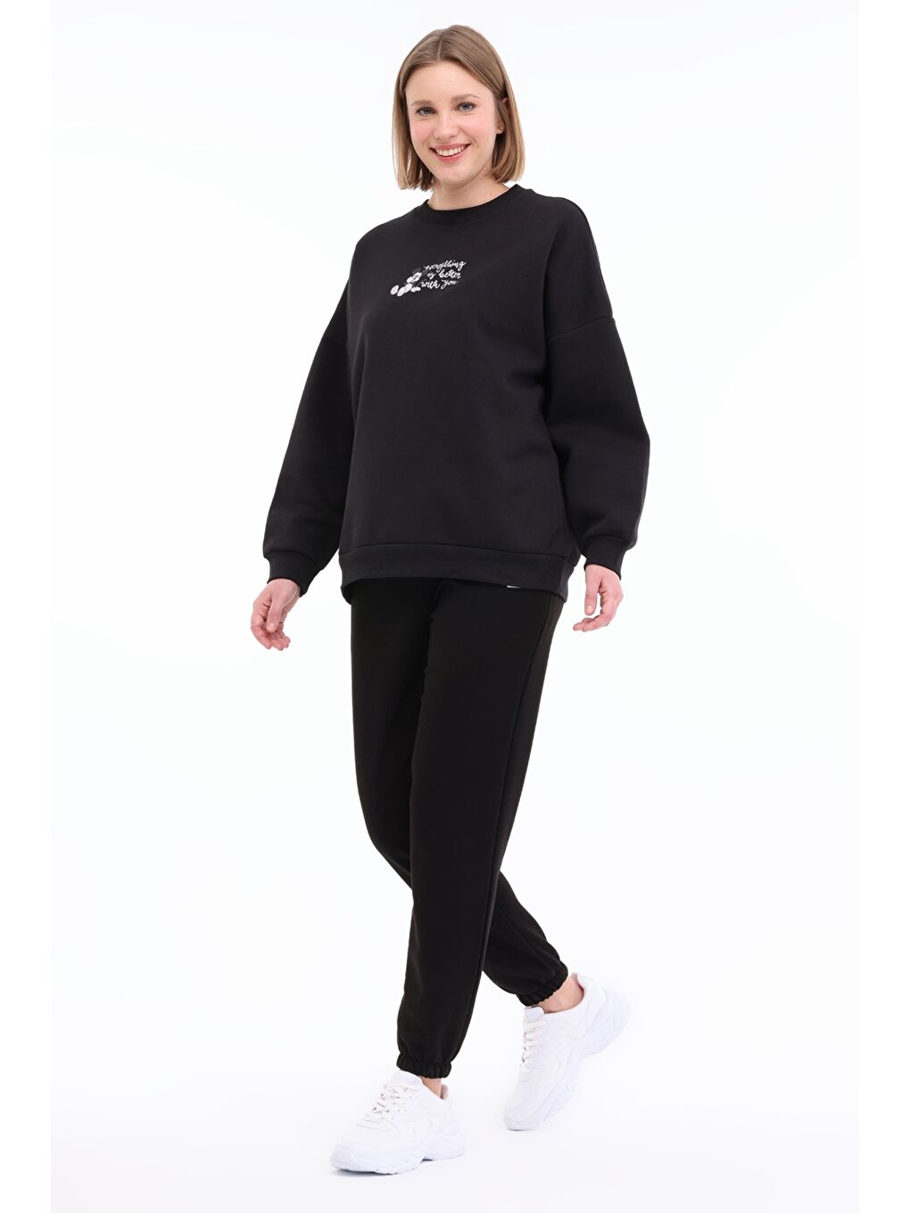 WL RACHEL JG 22SDK207 5FX Siyah Kadın Eşofman Altı-2