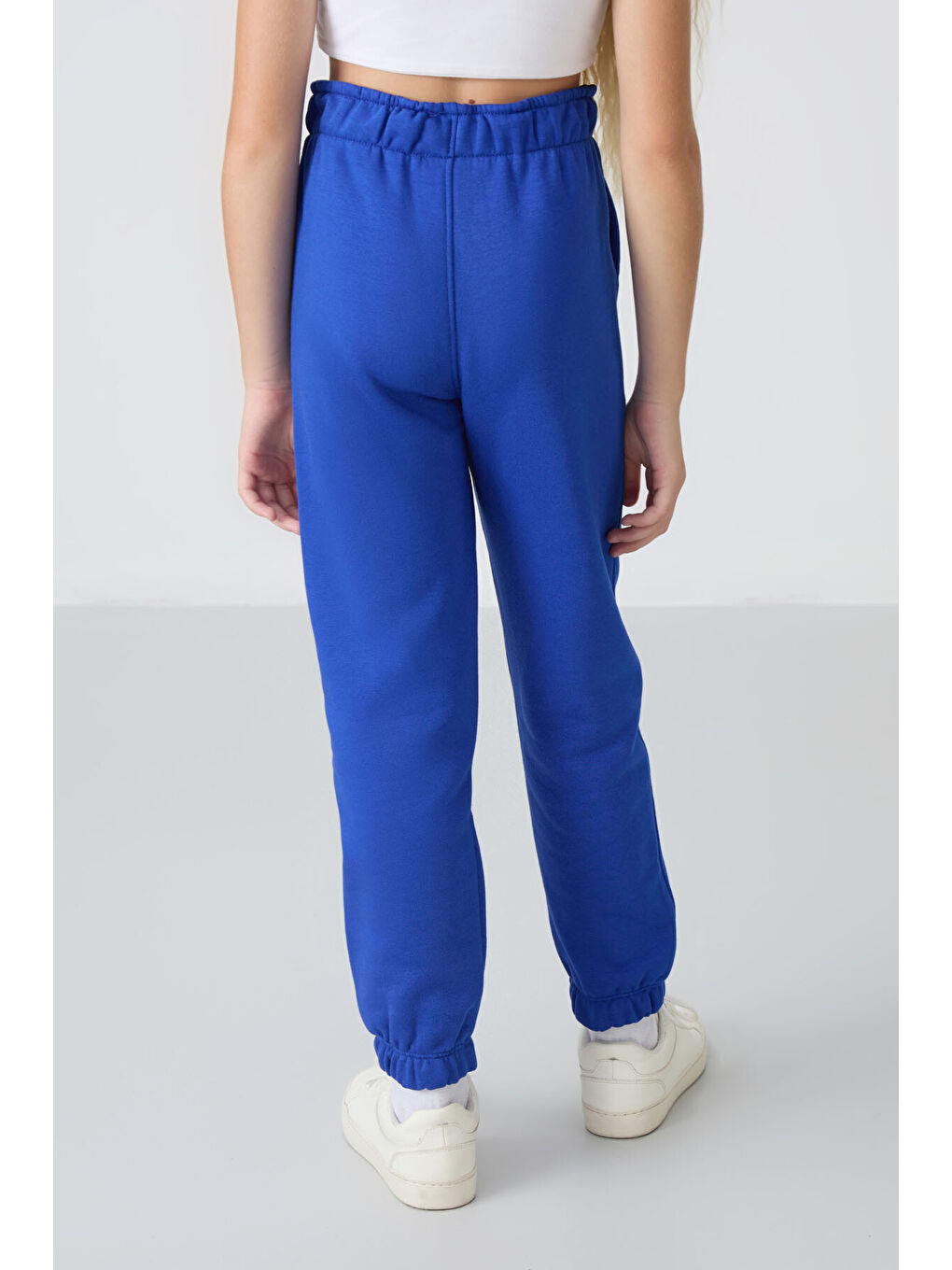 Gece Mavi Pamuklu İçi Tüylü Yumuşak Dokulu Standart Fit Nakışlı Kız Çocuk Eşofman Alt - 75158-8