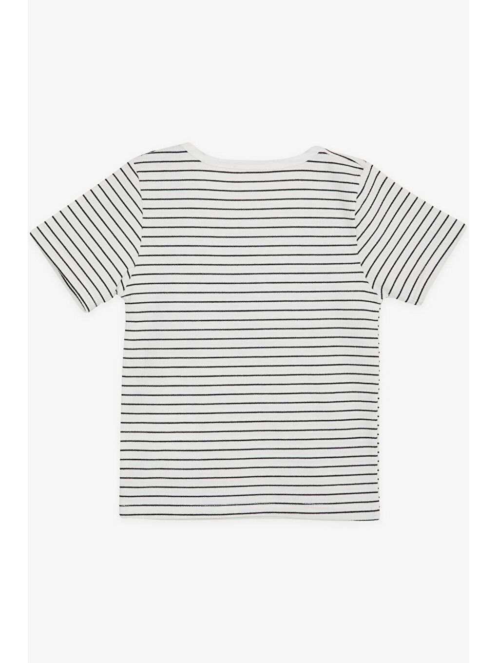 Kız Çocuk Tişört Çizgili Kare Yaka Armalı Ekru (9-14 Yaş)-1