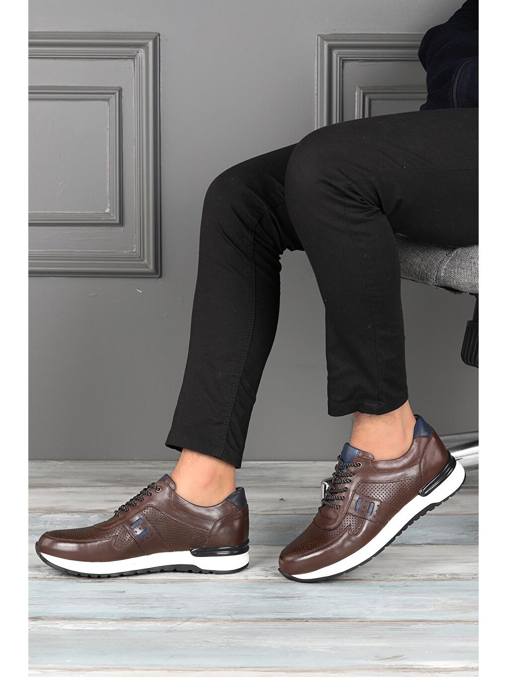 Kahverengi 1901 Günlük % 100 Deri Eva Taban Erkek Spor Ayakkabı-2