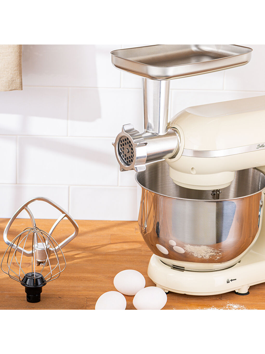 Bella Gusto Comfort Kıyma Çekme Aparatlı Hamur Yoğurma Makinesi Krem 1300W 5,5L-7