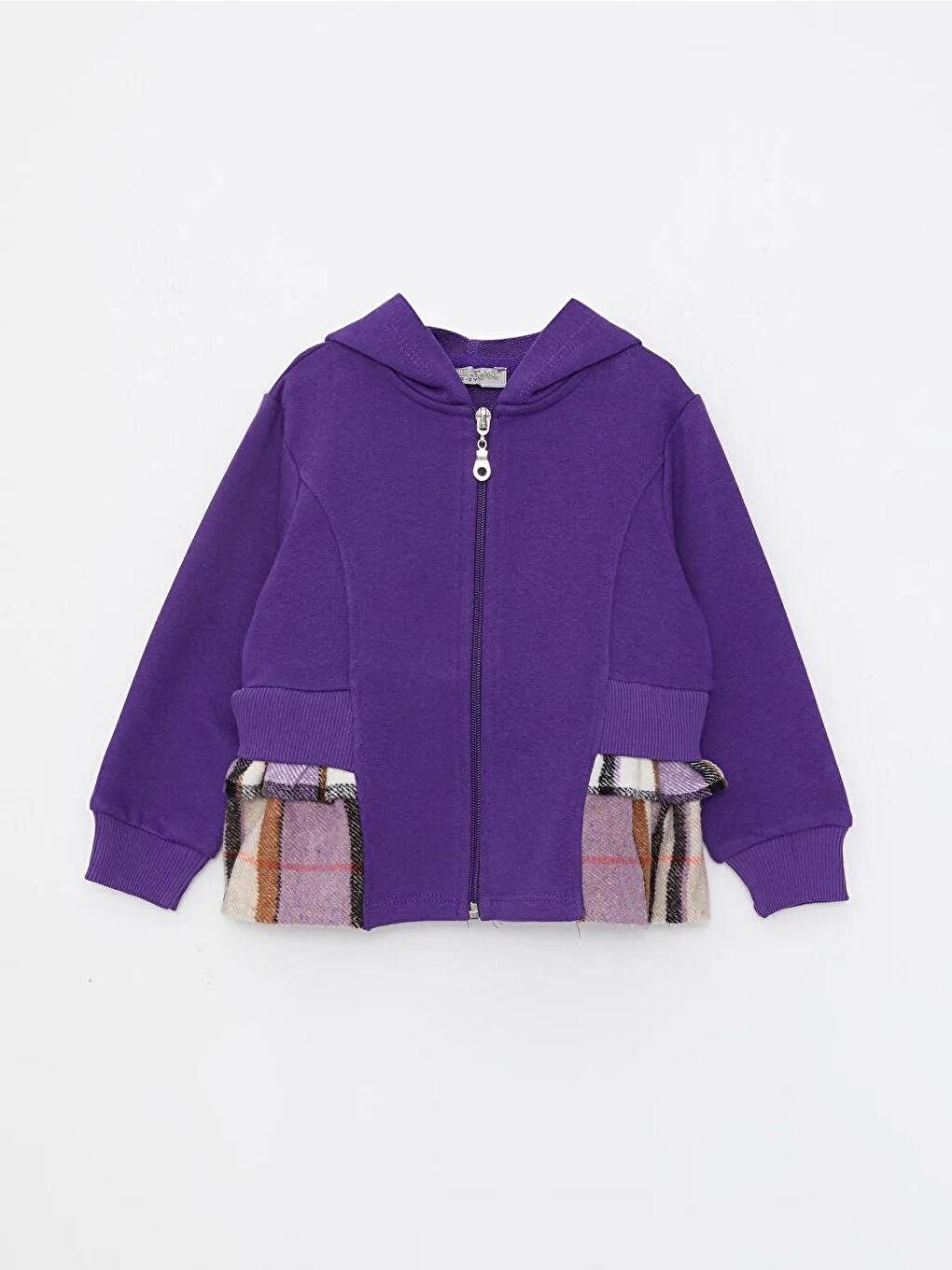 Karışık Kız Çocuk Üç İplik Şardonlu Kapüşonlu Ekose Eşofman Takımı-1