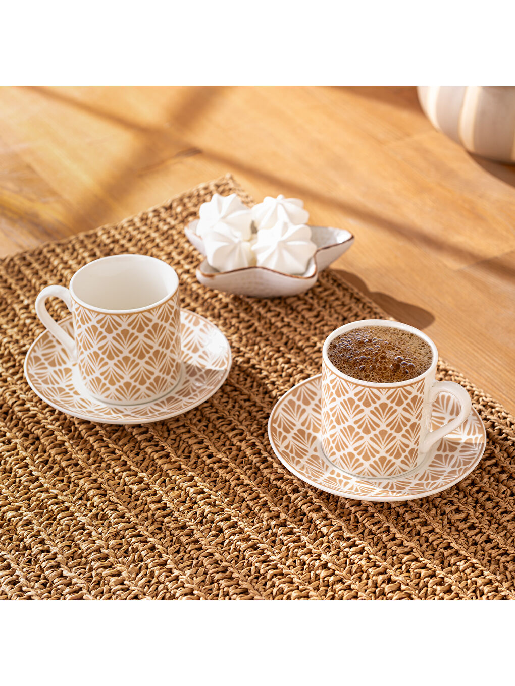 Beyaz Wavy New Bone 2 Kişilik Kahve Fincan Takımı 90 ml Bej-6