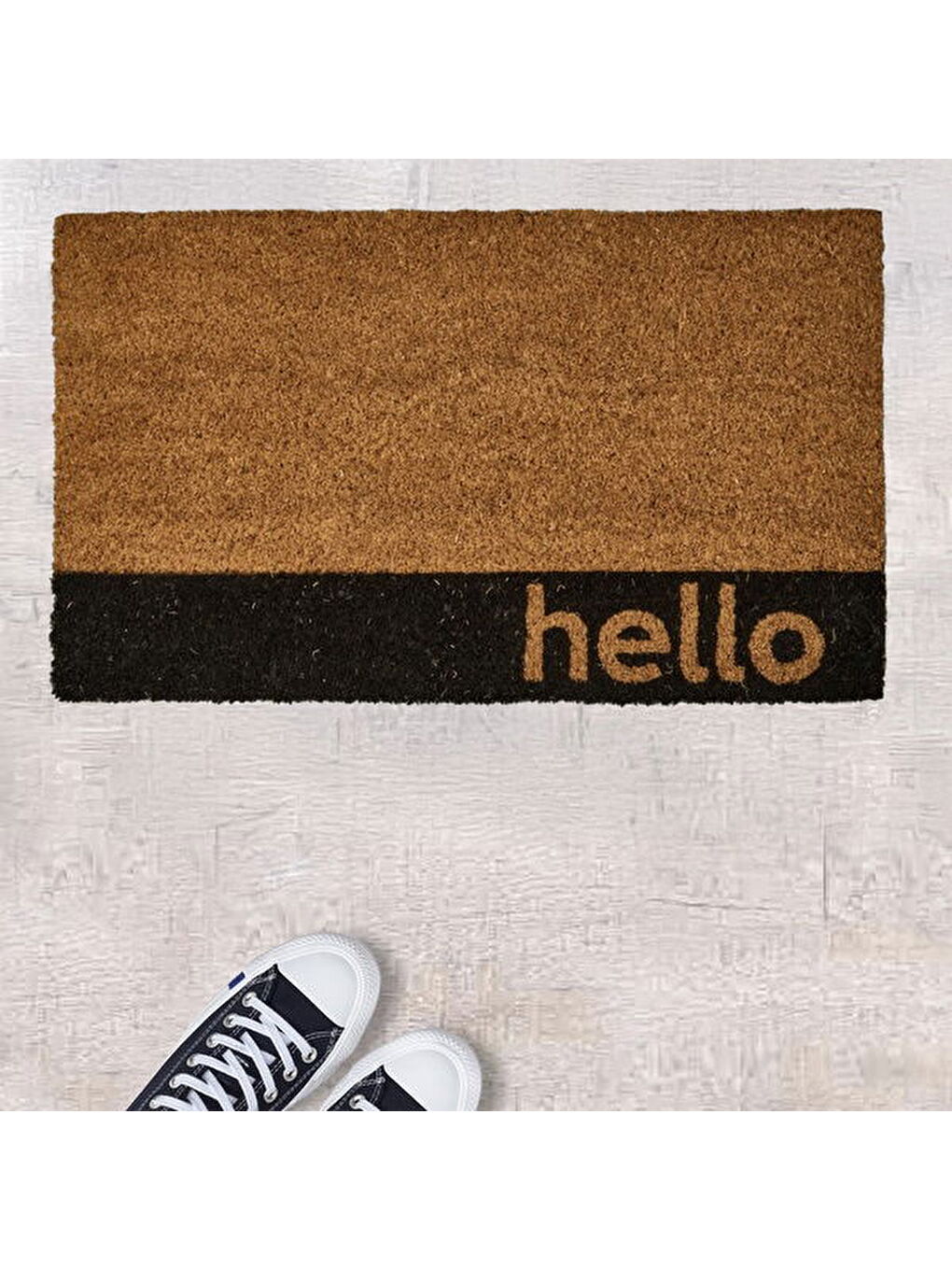 Giz Home Bordürlü Hello Kapı Önü Paspası - Bej - 35x60 cm